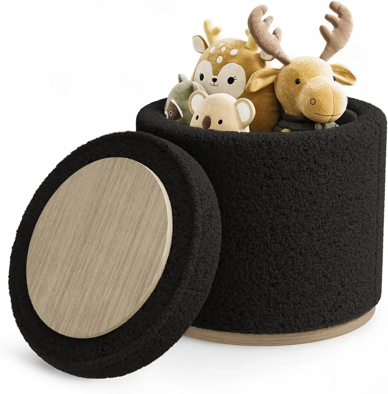 

Round Ottoman With Storage, Ottoman Foot Rest, Boucle Small Ottoman, Foot Stool, Vanity Stool, Upholstered Sherpa Ottoman