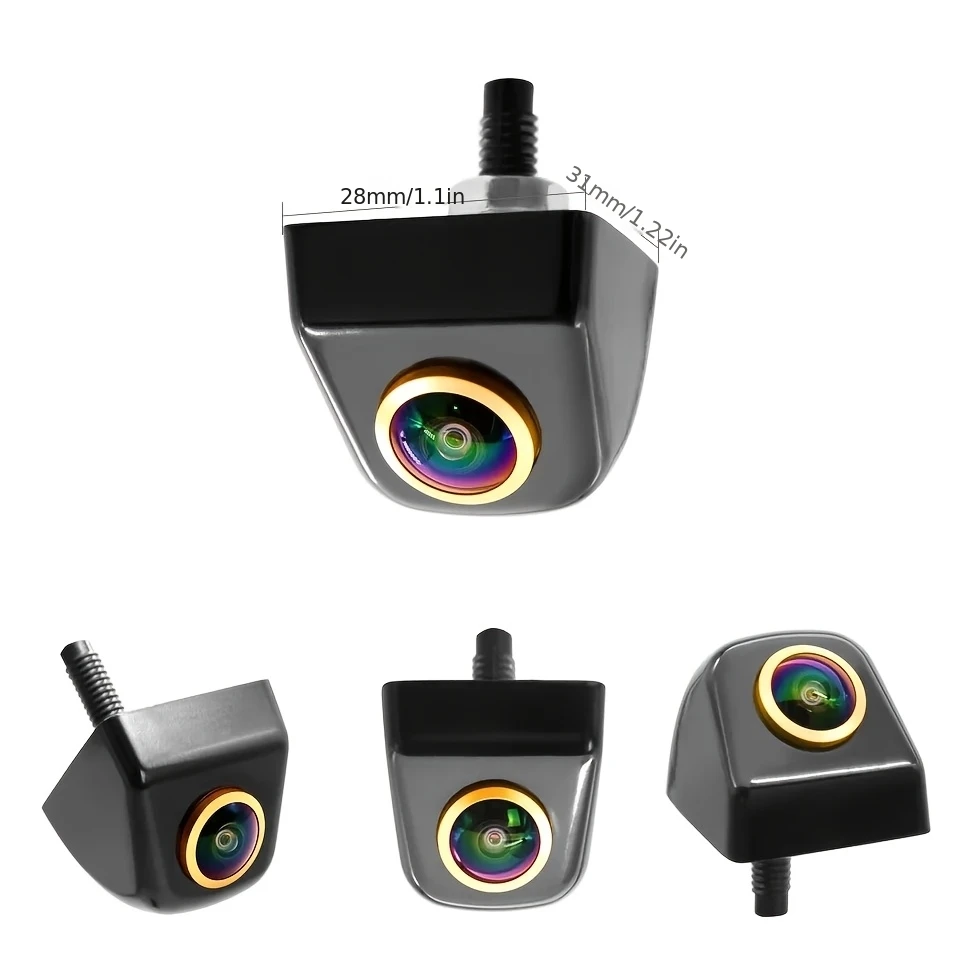 Rear View Camera Golden Fisheye HD Universal Metal Case with Dynamic Trajectory Moving Guide Parking Line, Night Vision