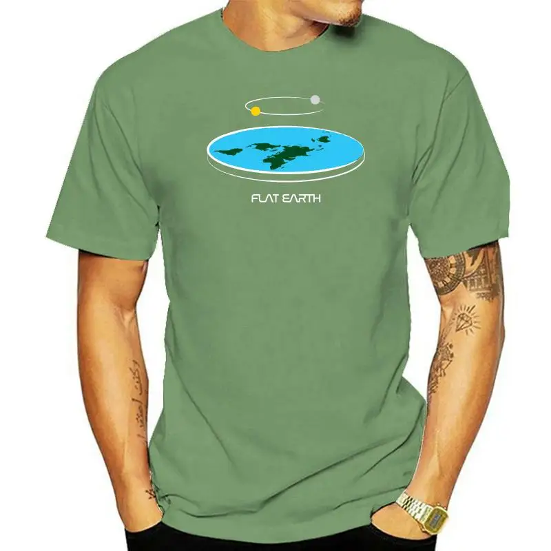 Flat Earth Theores Diagram T Shirt Building Spring Over Size S-5XL Short Sleeve Personalized Slim Pictures Fit Shirt