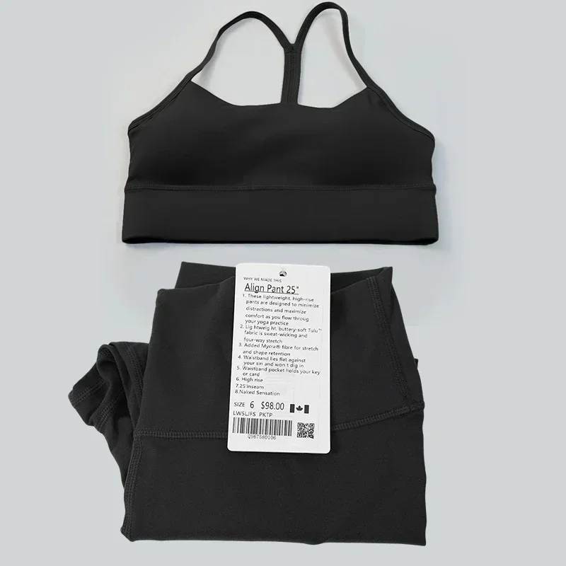 Traje de yoga clásico para mujer, conjunto de 2 piezas de sujetador con tirantes y leggings desnudos de cintura alta, traje deportivo para danza y ejercicio físico de Pilates
