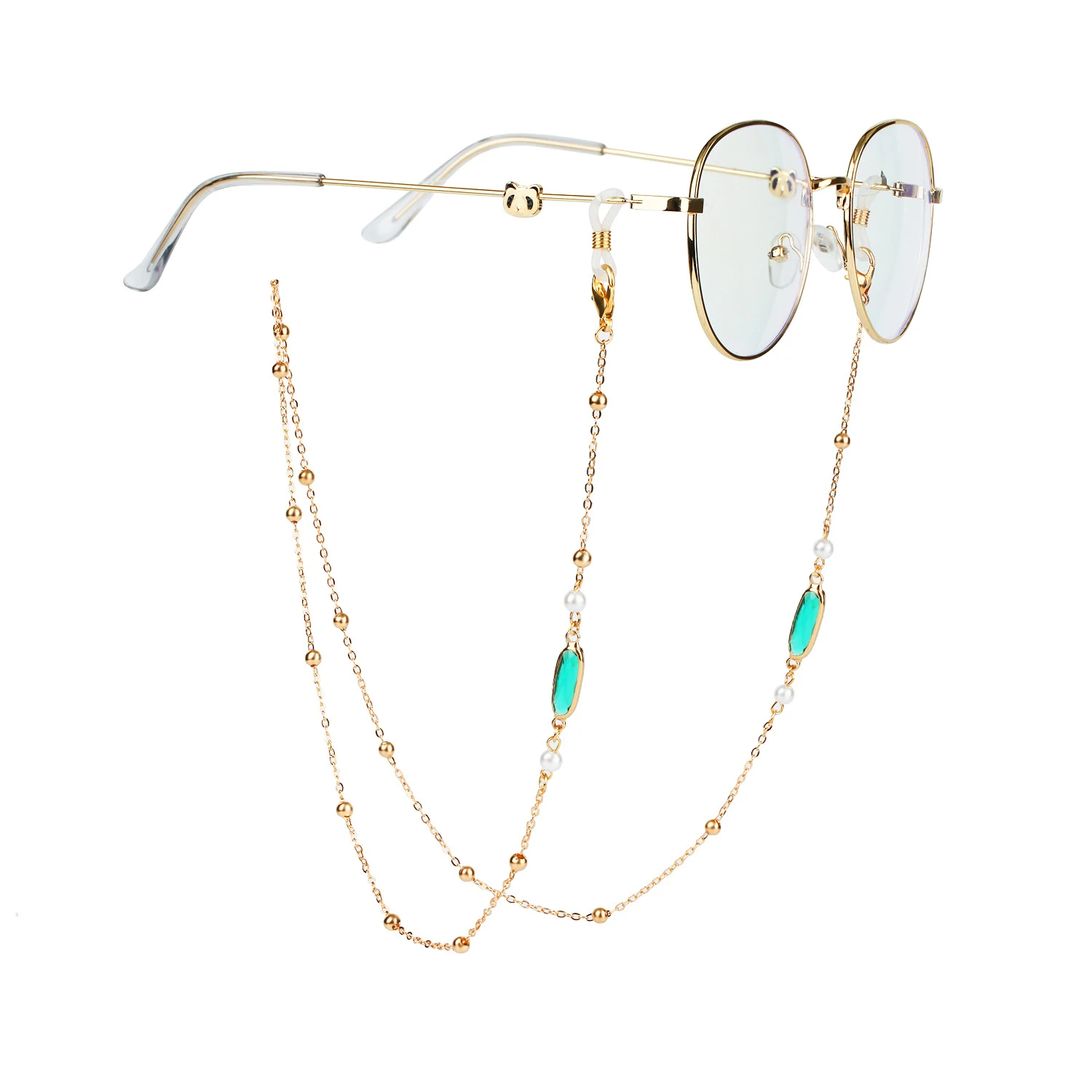 Fashion Crystal Pearl Glasses Lanyard Female Gold Color Anti-lost Eyewear Chains Mask Chain Straps Cord Glasses Accessories