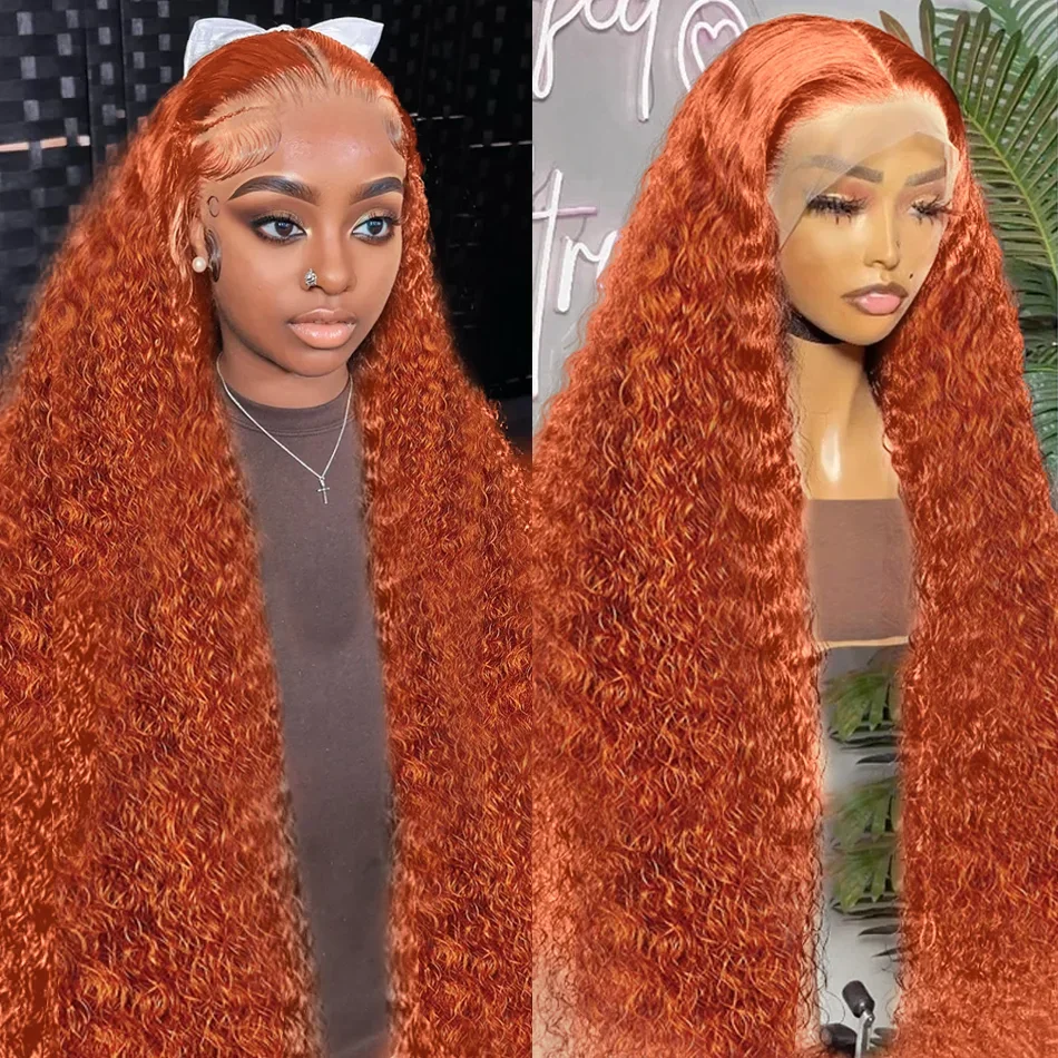 Curly Wigs Lace Frontal Wig 13x6 Ginger Orange 13x4 HD Human Hair 30 36 Inch Deep Wave Brazilian Wigs For Women Lace Front Wig