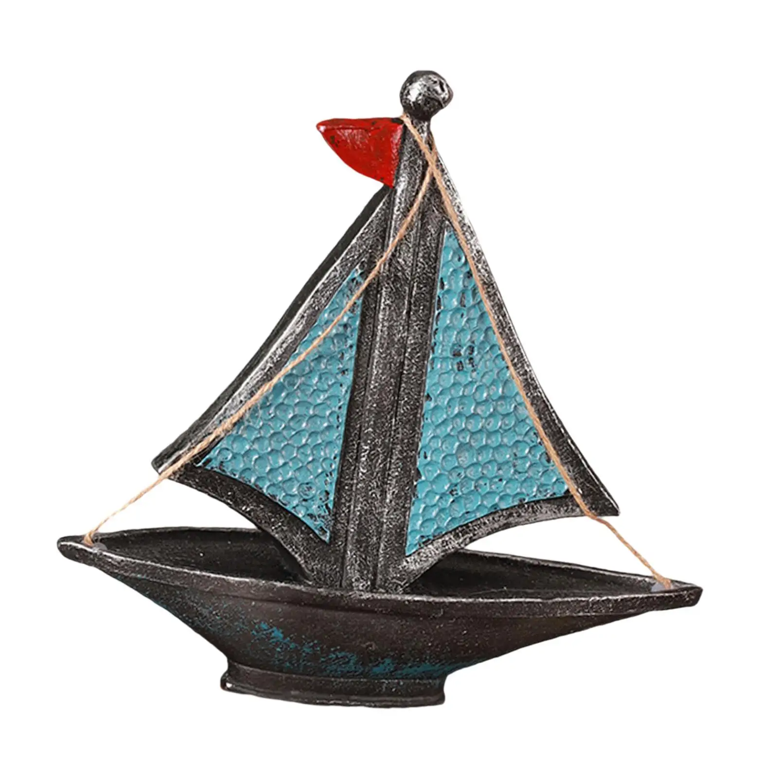 Sailboat Ornament Model Home Decorative Classic NightStand Decorations Crafts Collectible Showcase Props Sailboat Blue Ornament