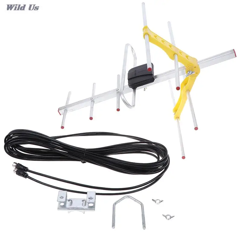 1pc Outdoor 100Mile Amplified 8 Yagi Antenna HD TV 10dB Long Range UHF/VHF/FM HDTV