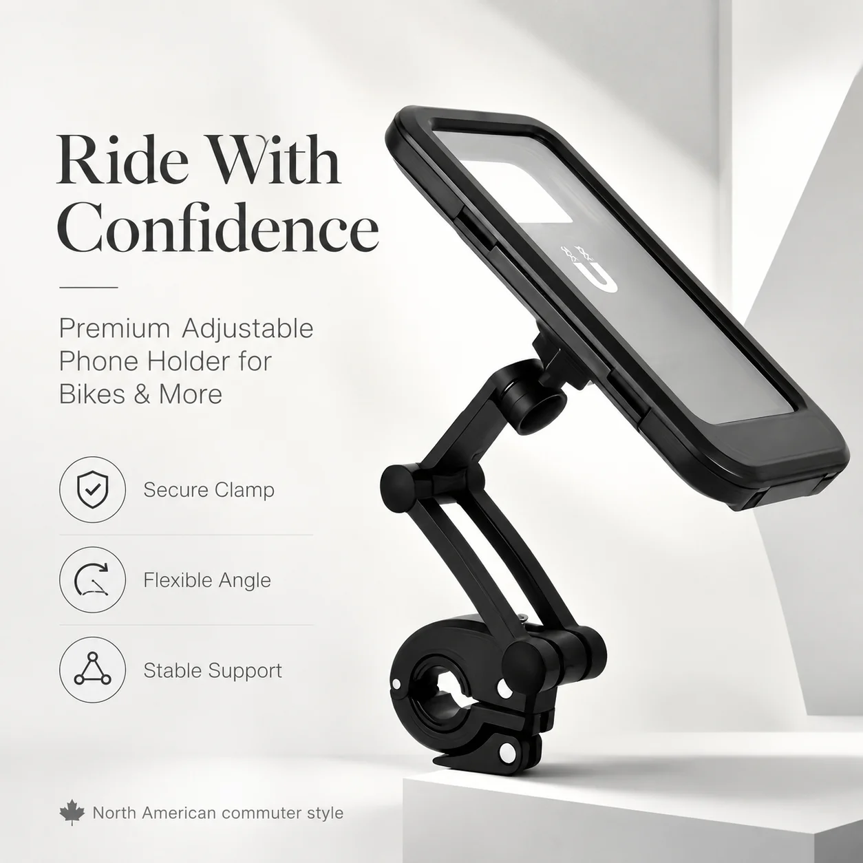 Bicycle Motorcycle Phone Holder, Shockproof Telescopic Mount, High Strength ABS Anti-Drop Navigation Stand for Smartphones