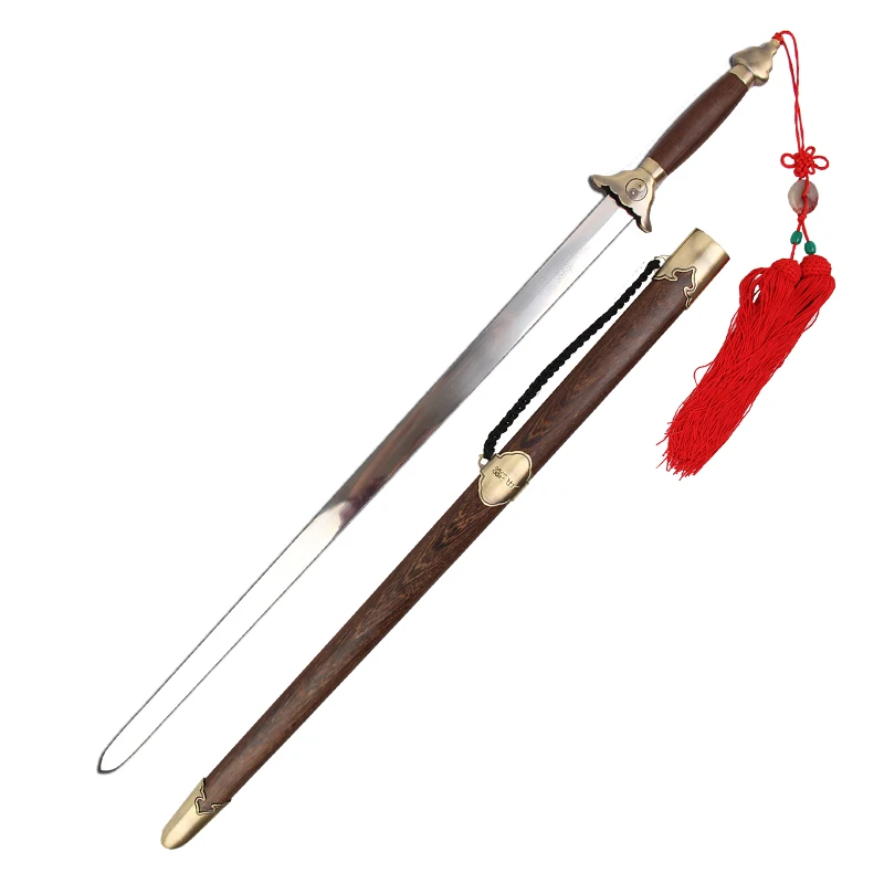 Tai Chi Sword Taiji Jian Unsharpened Stainless Steel Flexible Wushu Performance Sword With Tassel Scabbard, Chinese Sword