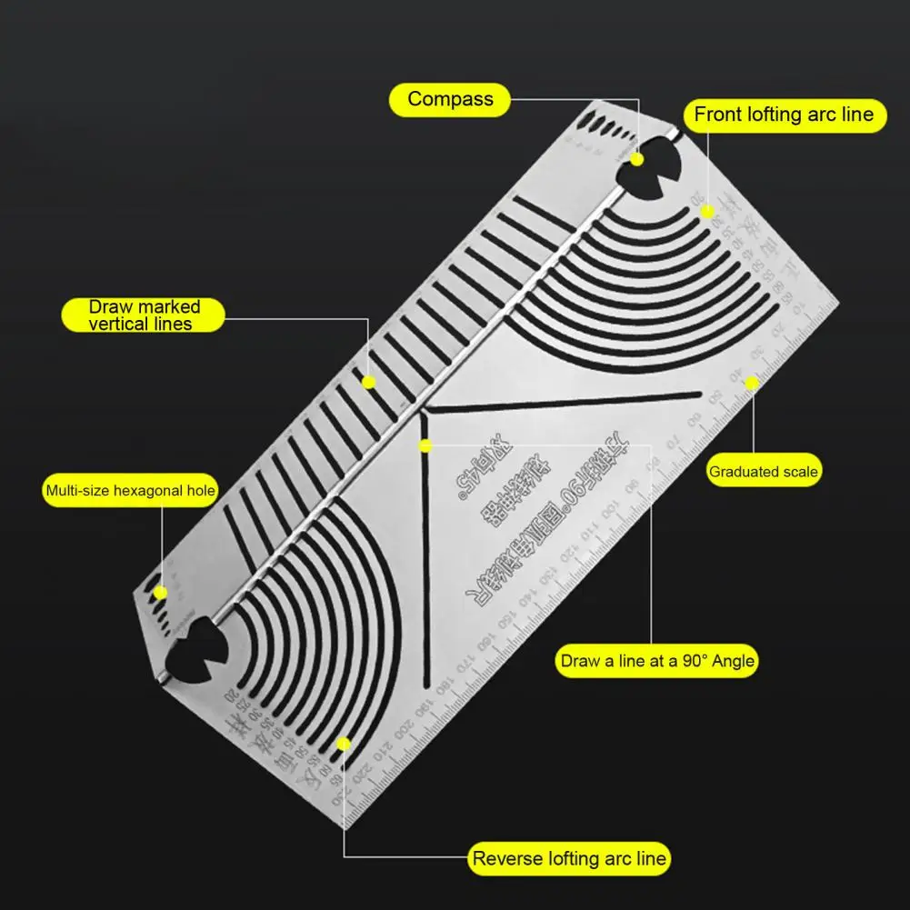 Steel Cutting Guide Tool Angle Arc Marking Tool 90-degree Adjustable Scriber Multi-purpose Linear Arc Metalworking Measuring