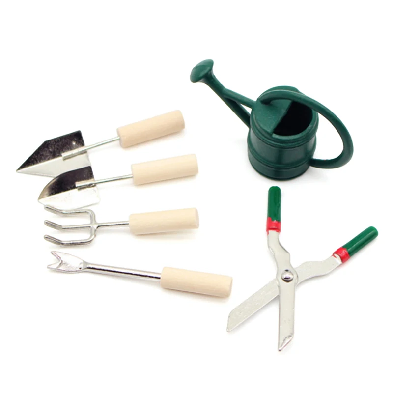 1/12 simulazione casa delle bambole annaffiatoio Spade forbici Set casa delle bambole attrezzi da giardinaggio in miniatura casa delle bambole Micro paesaggio Decor