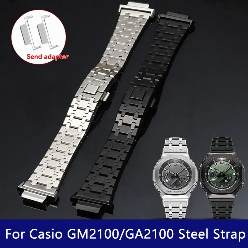 Para Casio Farmhouse Oak modificado GM2100 GM-2100 GA2100 GA2100 cadena de reloj de acero inoxidable GBM2100 pulsera de accesorios de 16mm