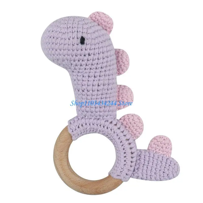

G2TC Baby Rattle Safe Деревянные игрушки динозавр мобильный кольцо для кроватки DIY Crochet Rattle Souther Bracelet Set Set для