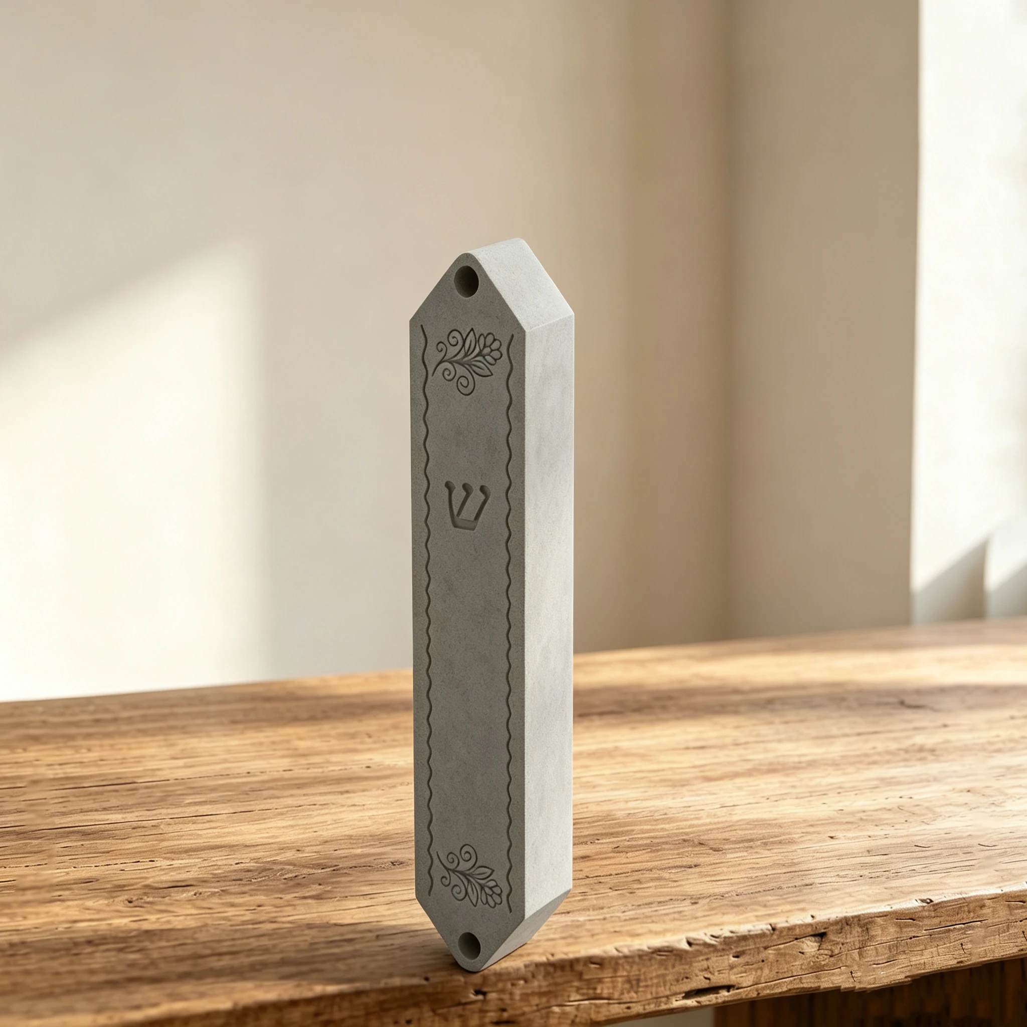 Decorative Floral Mezuzah Case Silicone Mold, Jewish Doorpost Prayer Box with Shin Symbol DIY Resin Cement Judaica Home Blessing