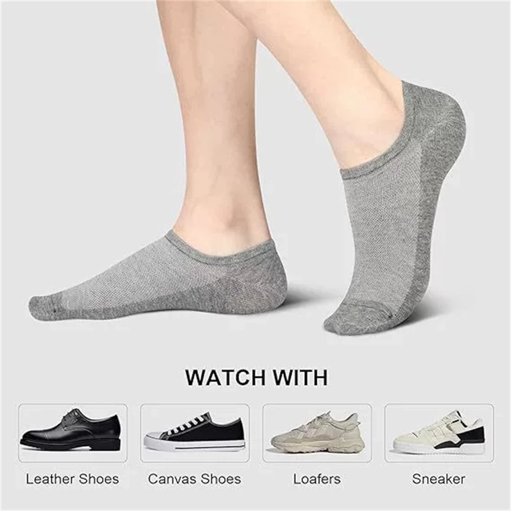 8 Pairs of Men's Summer Thin Casual Shallow Mouth Invisible Breathable Boat Socks That Do Not Fall Off
