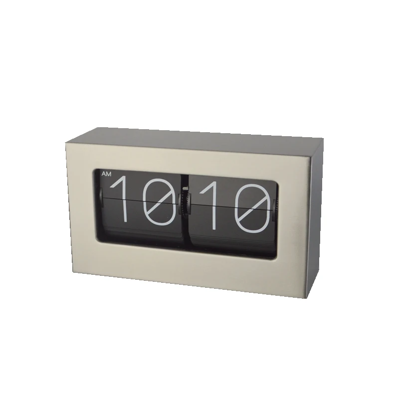 Imagem -02 - Grande Flip Clock Relógio de Prata de Metal Movimento de Baixo Ruído Office Electronic Horloge Sala de Estar Retro Aço Inoxidável