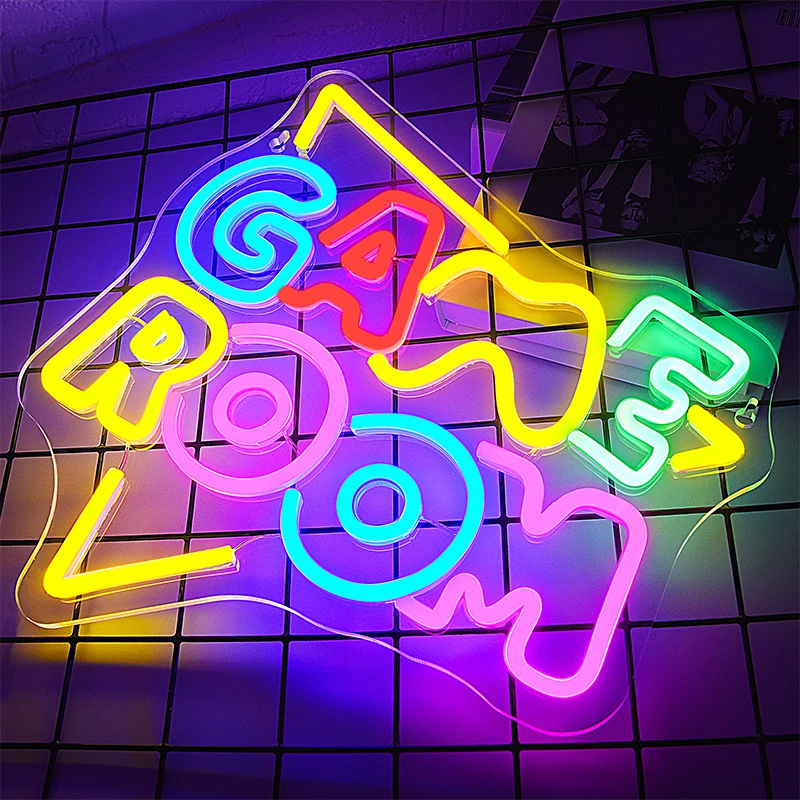 LED 게임룸 네온사인 게임룸 LED 사인 라이트 게이머 선물 십대 소년 게임룸 장식 침실 벽 게임 벽 장식