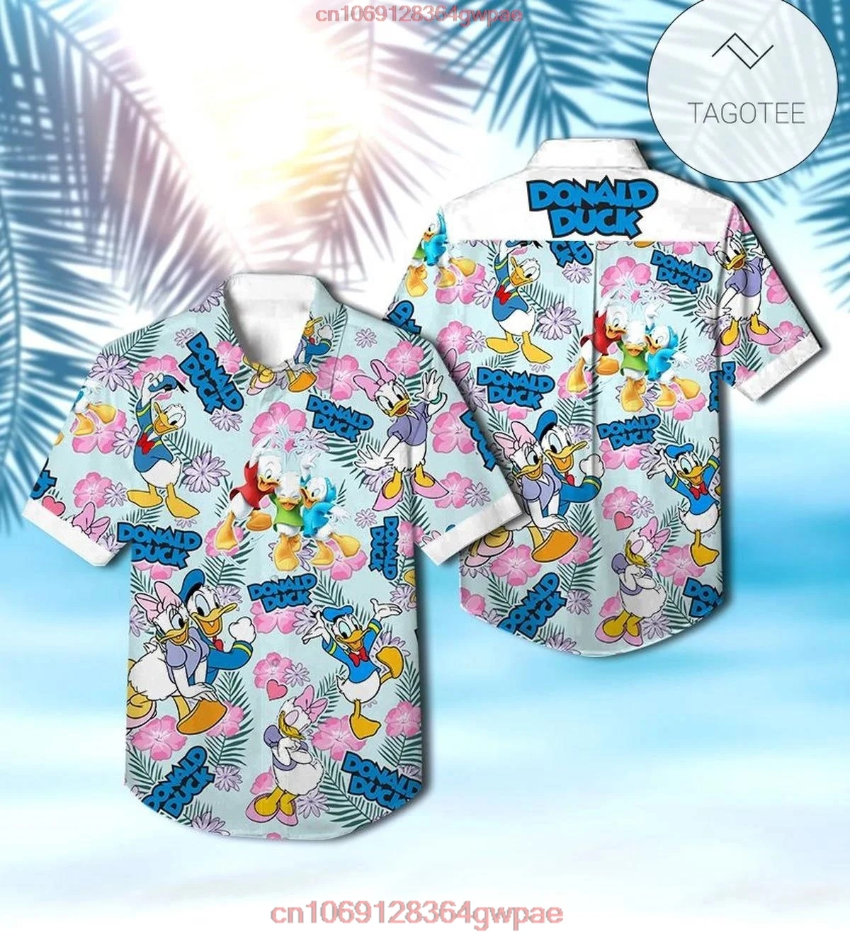 Donald duck Hawaiian Shirts Men\'s Short Sleeve Tops Disney Hawaiian Shirt Casual Beach Short Sleeve Vintage Button Down Shirt