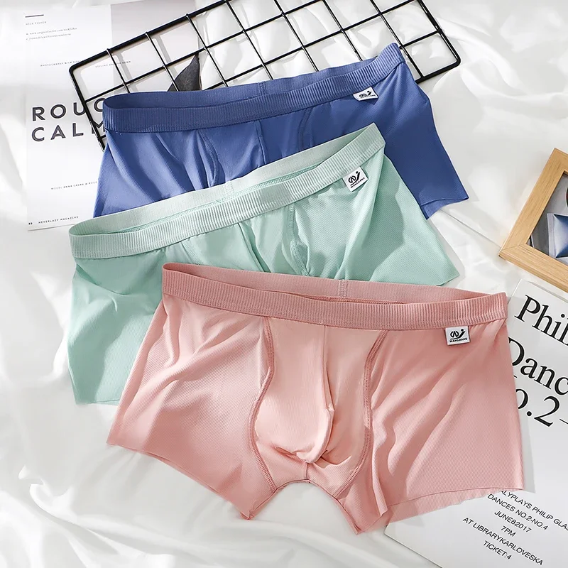 

3Pcs Men Panties Mens Ice Silk Boxers Seamless Sexy Underwear Lingerie Man Ultra-thin Breathable Boxer Shorts Underpants