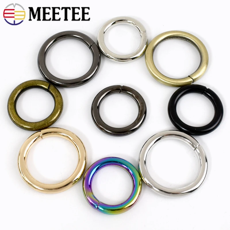 

10Pcs Meetee 20-50mm Metal Bag Strap Buckle O Ring for Keychain Hook Pet Collar Rings Webbing Clasp DIY Hardware Accessories