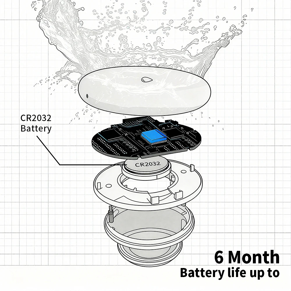 Tuya Zigbee Leakage Sensor LED Immersion Detector for Smart Life App Remote Alarm Reminders Alexa IP65 Dust & Water Resistance