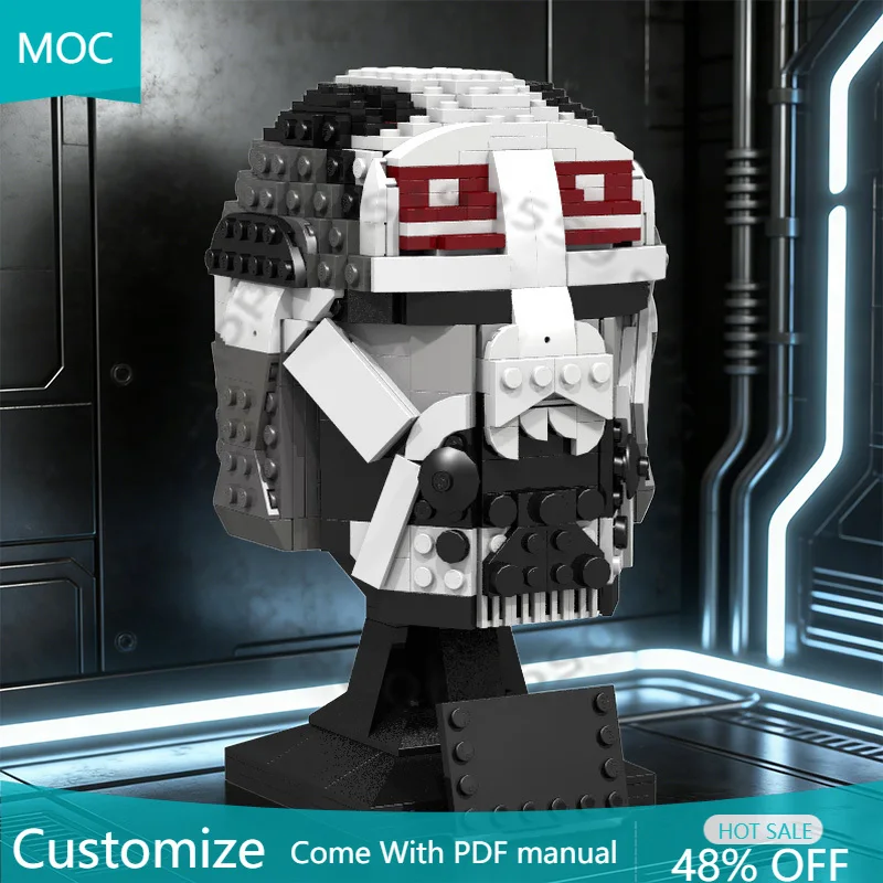 

672 PCS Helmet Model Wrecker helmet bust MOC Customize Modular Building Block Design Technology Kids DIY Boys Toy Birthday Gift