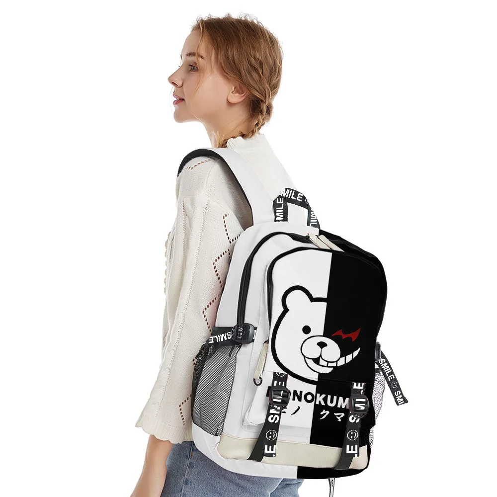 Harajuku Japan Anime Danganronpa Monokuma School Bags Unisex 3D Print Oxford Waterproof Notebook multifunction Travel Backpacks