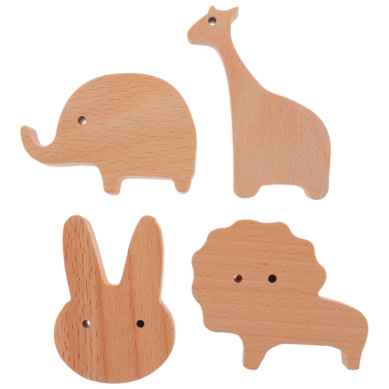 

1 set Cartoon Animal Wall Hooks Wood Material Bathroom Bedroom Hanging Clothes Towel Organizer Decorative Storage