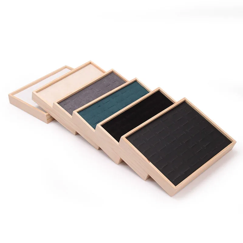 Fashion Simple 48 Slots Rings Display Tray Wooden Jewelry Storage Trays Diamond Ring Pair Ring Stud Earring Plate Showcase Props