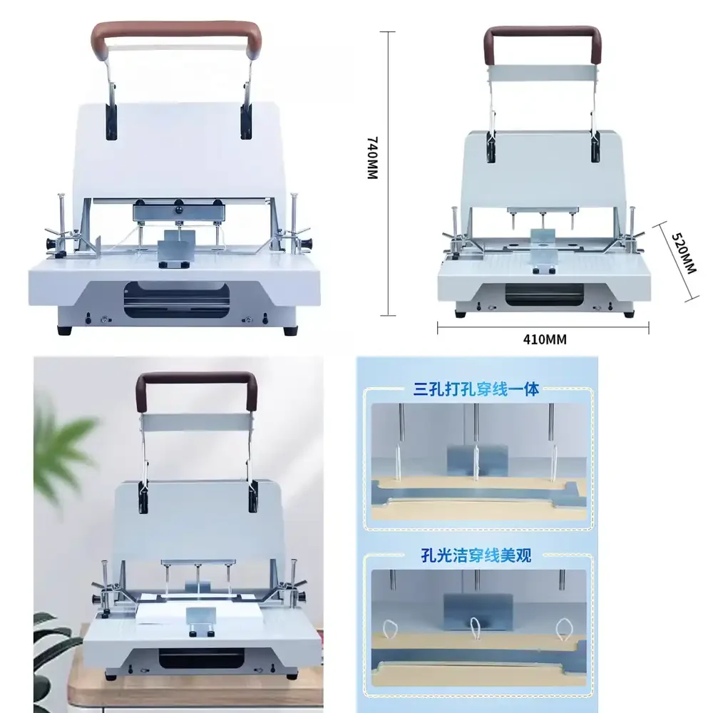 Personnel Bureau File Bank Document Punch Equipment Heavy Semi-Automatic Punch Three Hole Paper Notebook Punch