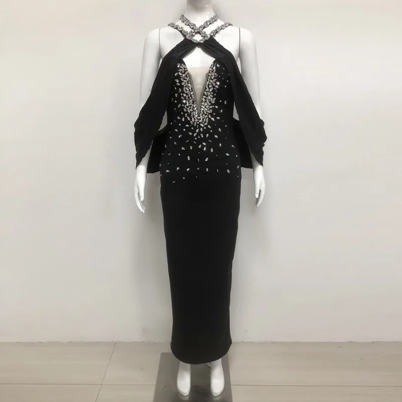 مثير خارج الكتف الخامس الرقبة ضمادة فساتين حفلات المشاهير للنساء 2025 صيف جديد موضة فاخرة فستان سهرة الحفر الساخن