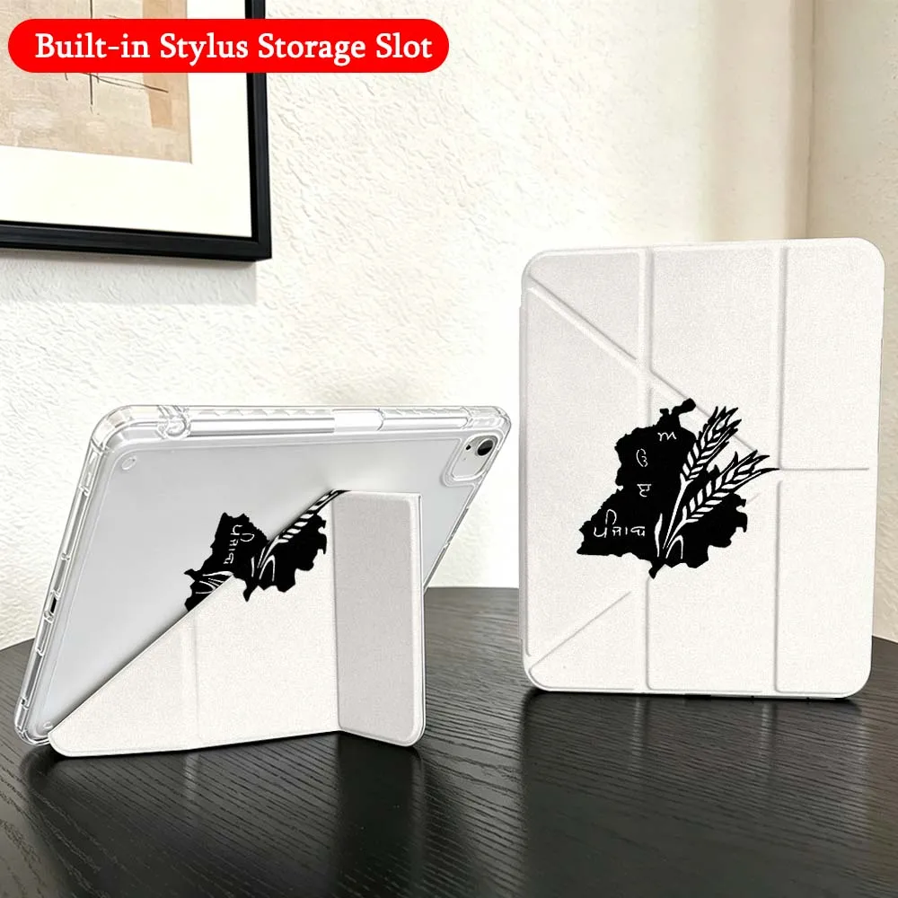 Punjab Map Outline For iPad Mini Pro Air 5 6 7 8 9 10th 11th 11 9.7 10.9 13 inch Transparent Y-Shaped Folding Tablet Case