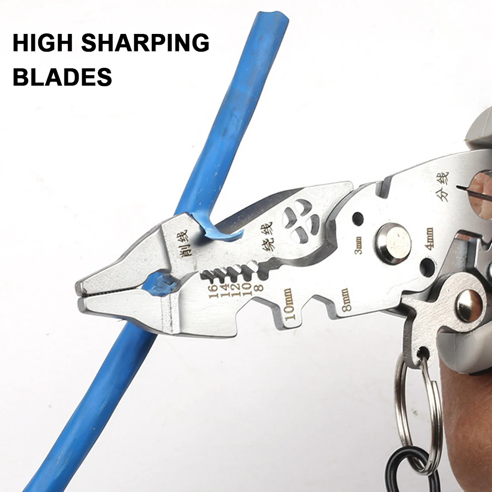 Multifunctional Wire Stripper Professional Wire Stripping Tool Electrician Crimping Pliers with Metal Locking Buckle