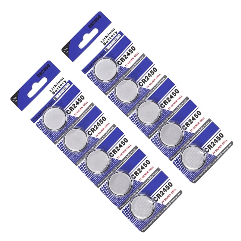 Pack of 5pc/10pc CR2450 Button Coin Cells Batteries CR2450 3V Lithium Battery for Watches, Calculators, and More Drop Shipping