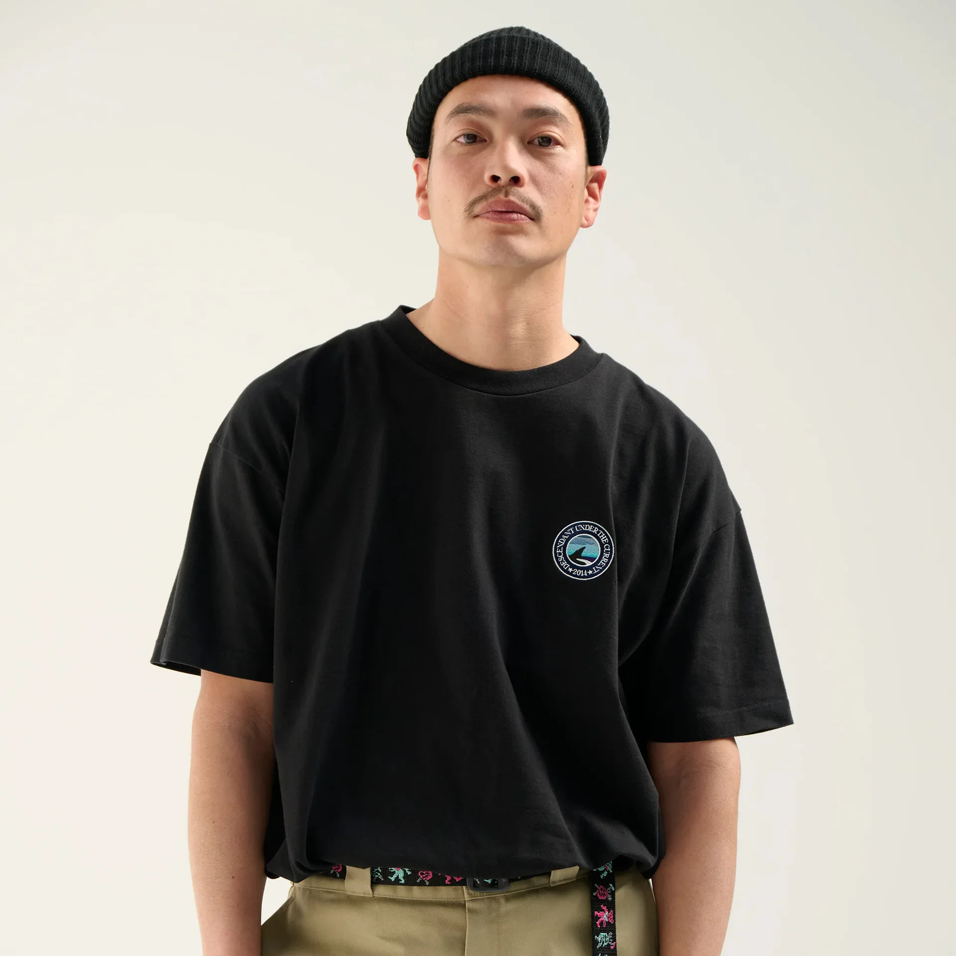 

2025 DESCENDANT heavyweight cotton short sleeved T-shirt men's trendy brand loose casual embroidered half sleeved Tee TX1448