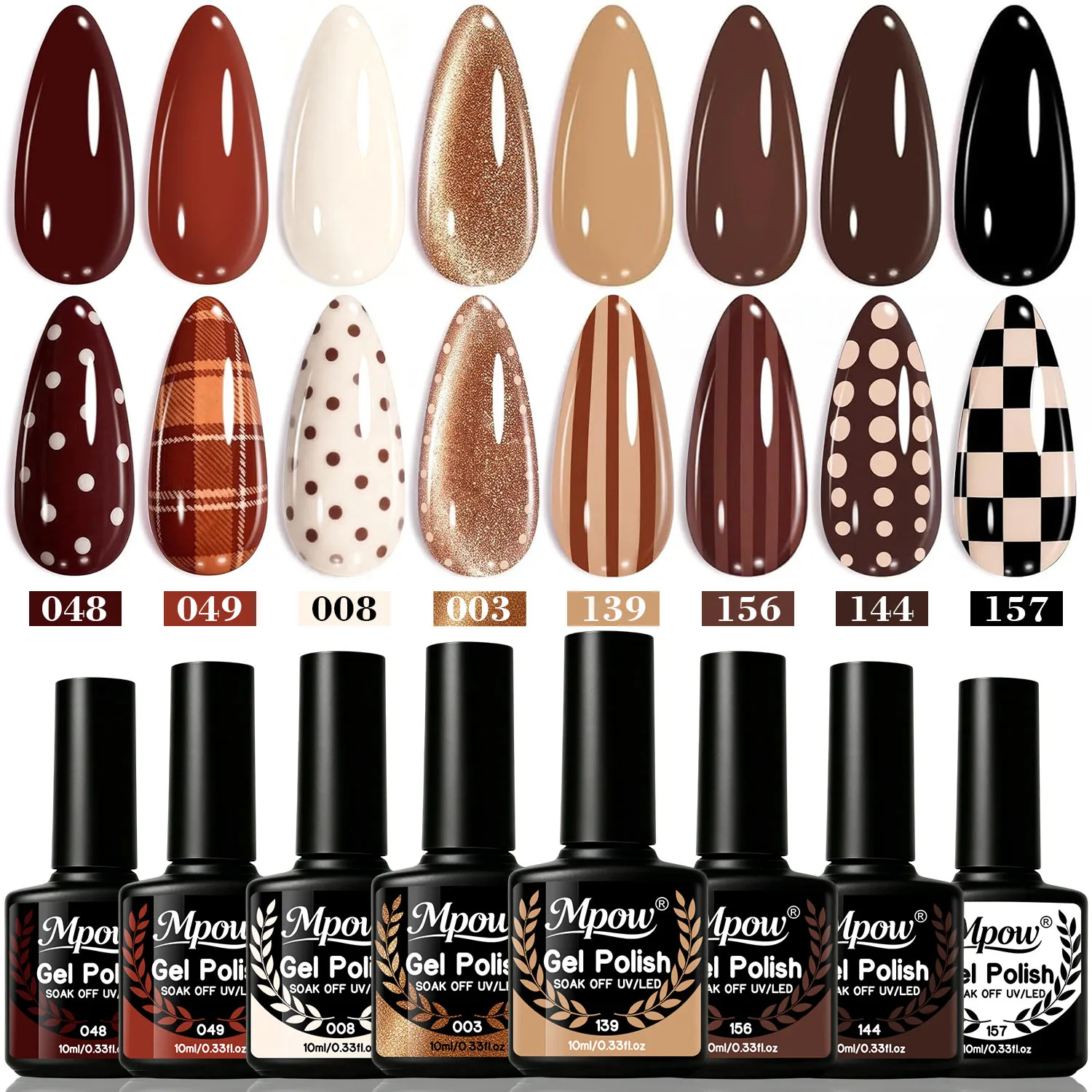 Mpow 4/8Pcs Fall Winter Nail Gel Polish Set 10ml Dark Tone Color Gel Soak Off UV LED Semi Permanent Nail Art Manicure Kit