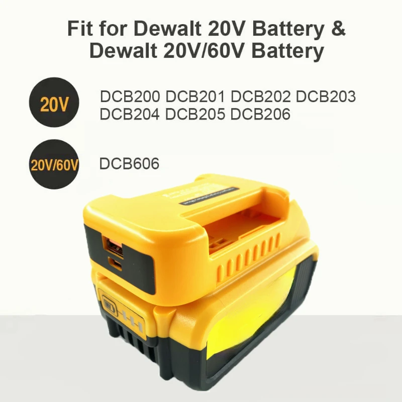 Portable Battery Holder For Makita For Dewalt For Milwaukee 18V Li-ion USB Charger Adapter with/without USB Type-C Fast Charging