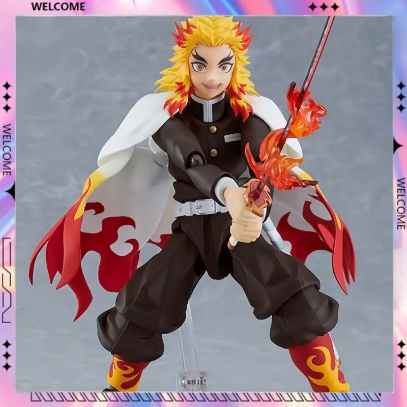 

Kyojuro Rengoku Figure Anime Toy Peripheral Model Joint Movable Exchangeable Face Boxed Pvc Material Desktop Ornament Child Gift