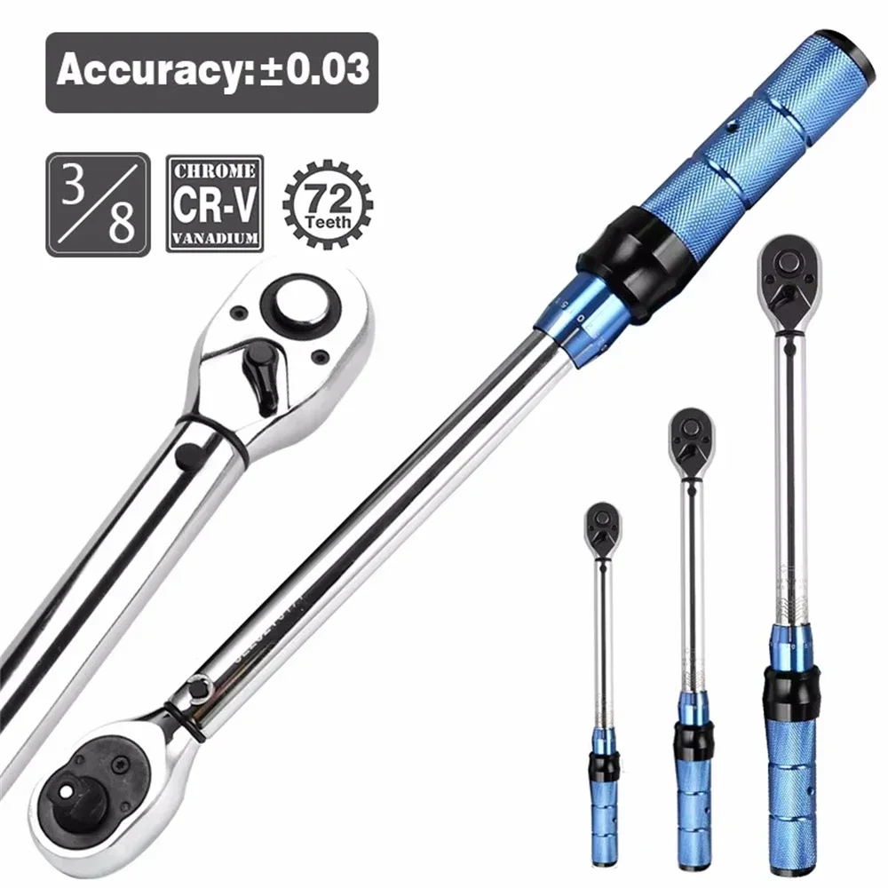 

3/8 Torque Wrench 10-60Nm Bike Professional Torque Spanner Automotive Key Mechanical Workshop Tools Square Adapter Drive Key Set