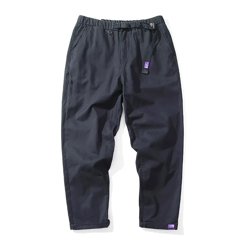 100% Cotton Twill Washed Solid Basic Tapered Straight Pants for Men 2026 Spring Japanese Casual Street Style Cleanfit Trousers