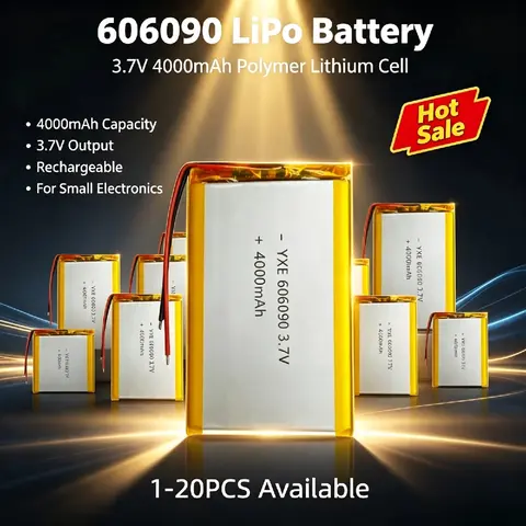 606090 3.7V 4000mAh Polymer Lithium Rechargeable Battery with JST PH2.0 Plug High-Capacity Li-Po Battery Camera GPS MP5Headset