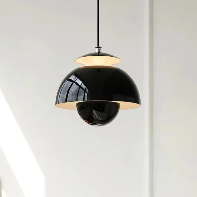 Danish Flower Bud Shape Iron Art Pendant Lamps Paint Bedroom Bedsides Bar Counter Restaurant Cafe Indoor Suspension Luminaires