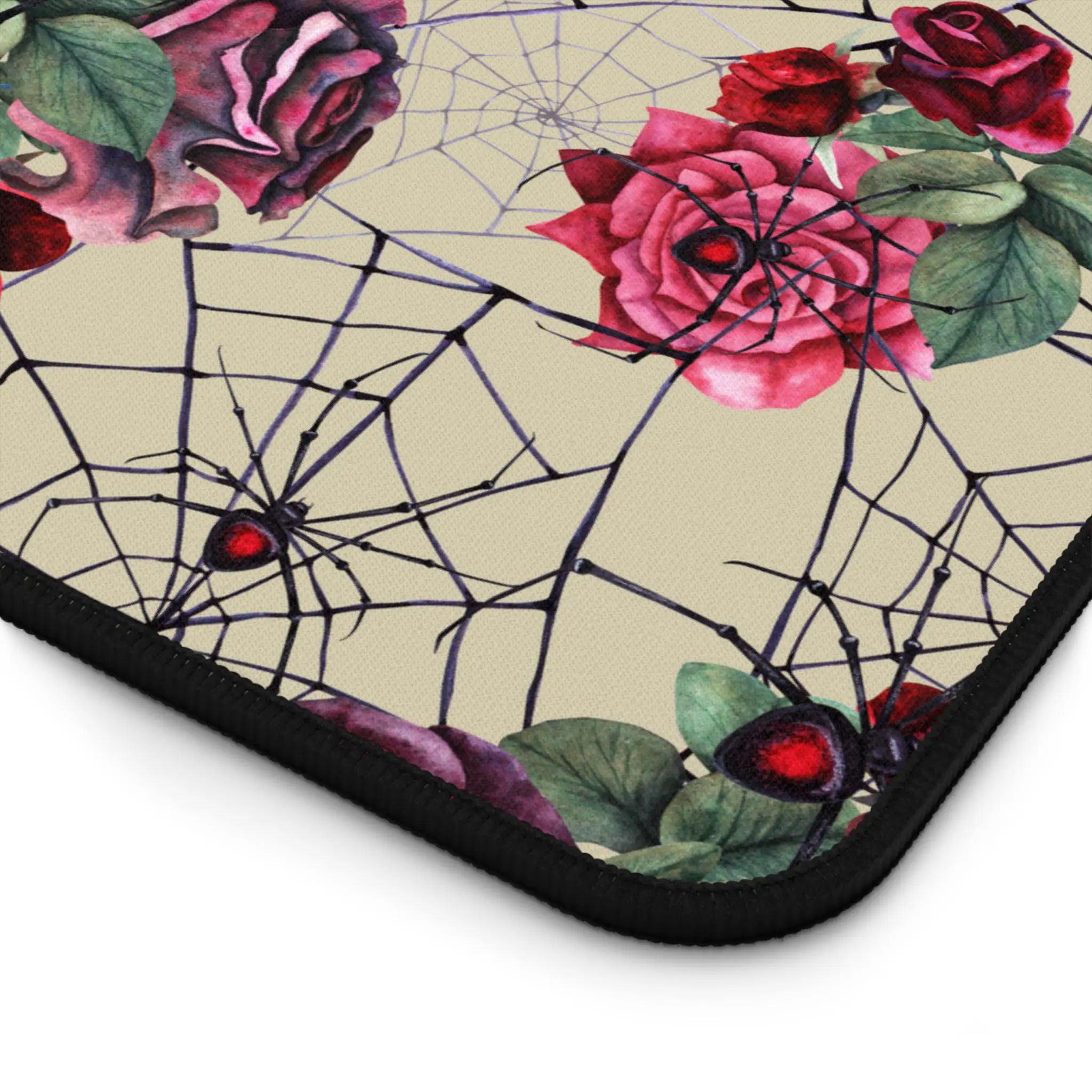 Floral Spiderweb Mouse pad,Floral Spiderweb Deskmat,Gothic Cottage Witchy Whimsigoth Magic Keyboard MouseMat Mousepad for Laptop