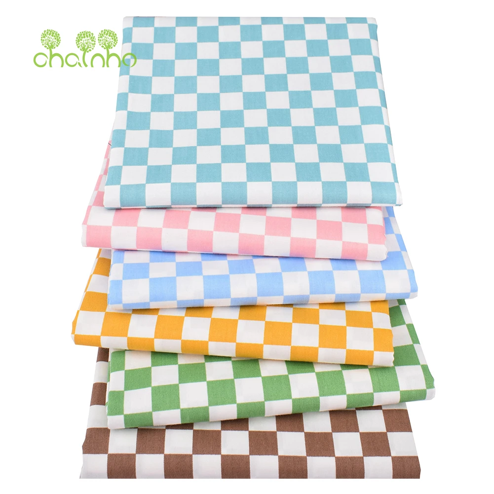 Chainho,Printed Twill Cotton Fabric,DIY Sewing Quilting Patchwork Clothes Material For Baby & Children,11 Colors Checkerboard