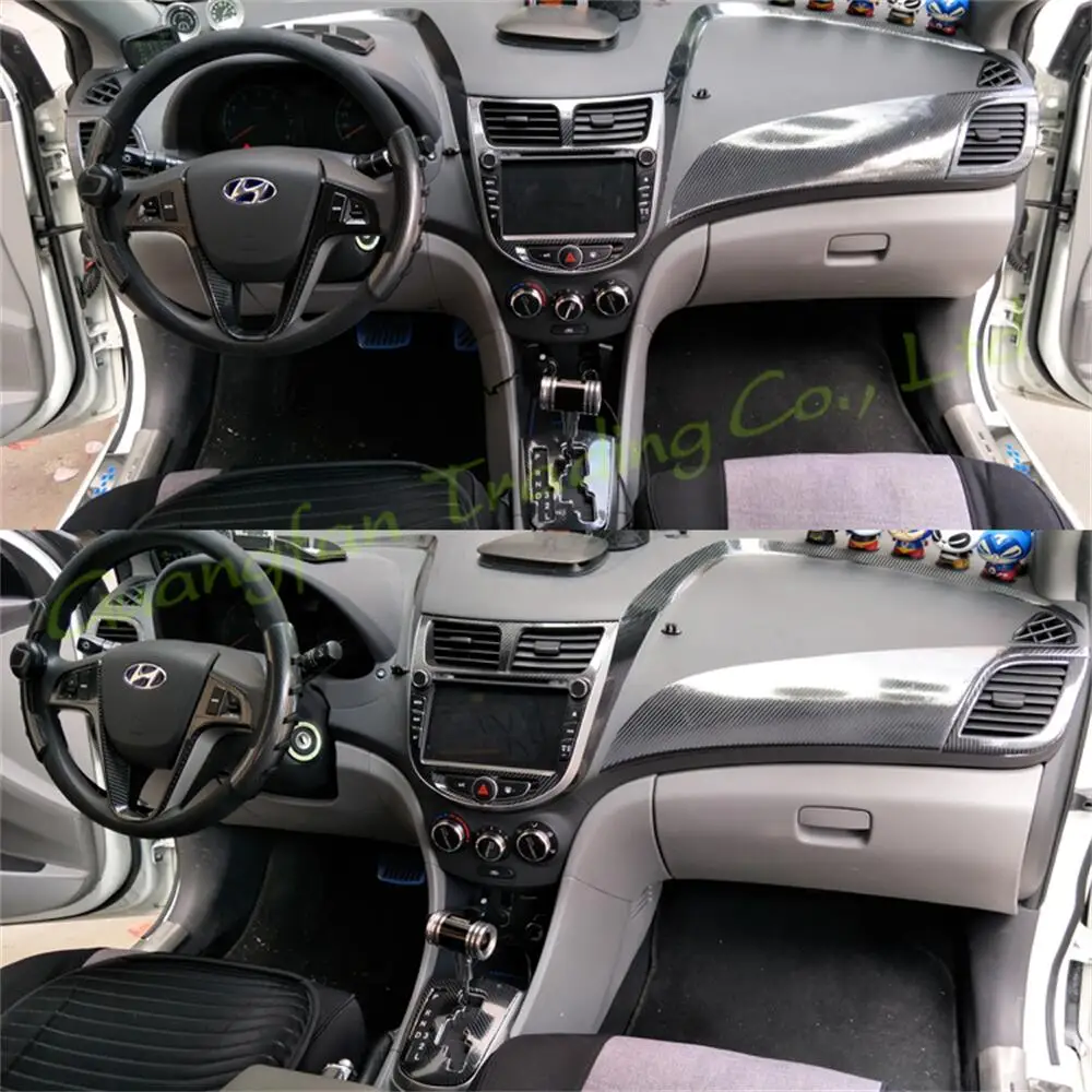 For Hyundai Accent 2010-2018 Car-Styling 3D/5D Carbon Fiber Car Interior Center Console Color Change Molding Sticker Decals