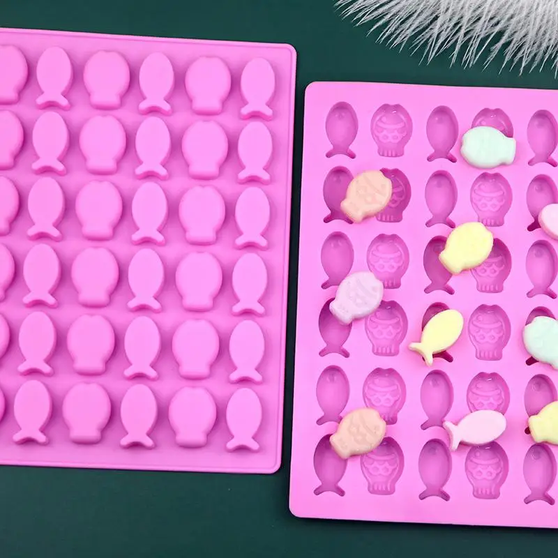 36 Compartment Mini Fish Shape Silicone Mold DIY Chocolate Gummy Baking Mould Ice Tray Food Safe Kitchen Supplies