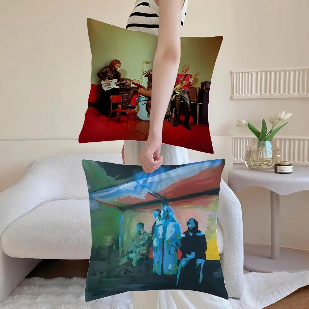 Energetic Hot Rock W-Wolf Alice Band Cushion Cover Washable Linen Pillowcase Soft  for Daily Sofa Bed Home Room Decor