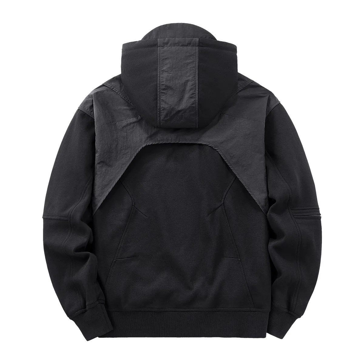 Men's Techwear Fake Two-Piece Hoodie 2025 Autum Harajuku Tactical Functional  Pullover Streetwear Hooded Sweatshirt Tops Black