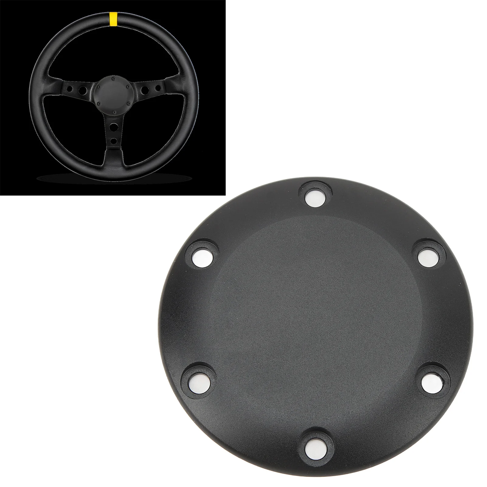 6 Holes Steering Wheel Horn Cover Aluminum Black Easy Installation  Fit for Most Cars 6 Holes Steering Wheel Center