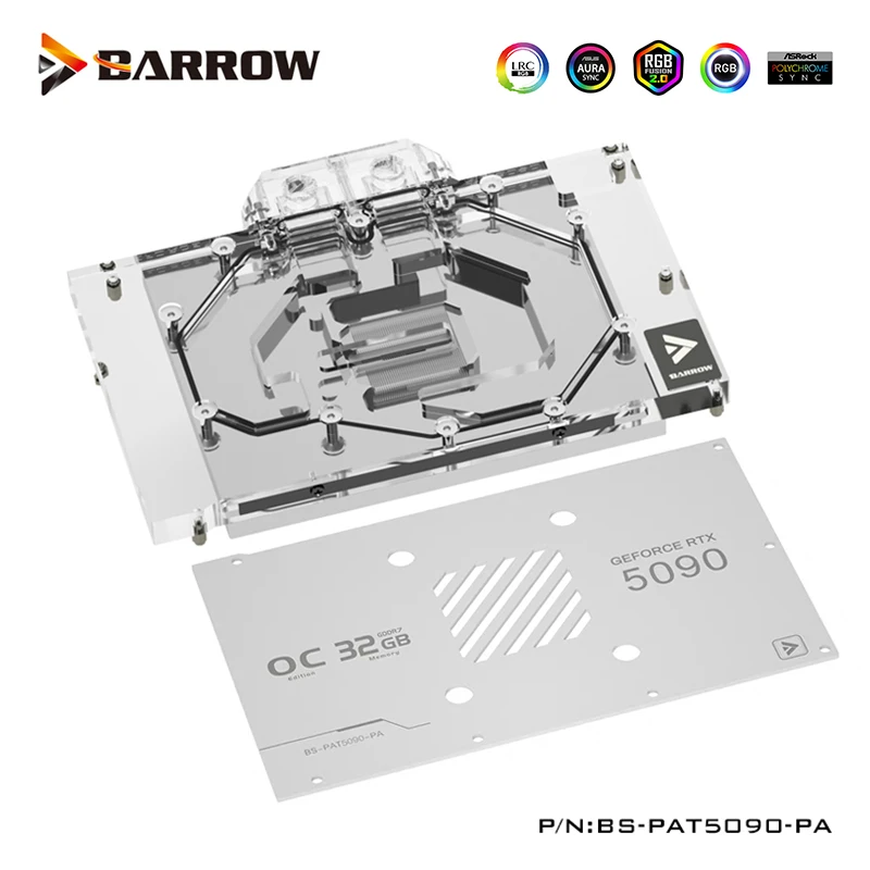 Barrow GPU Waterblok Voor Palit RTX 5090 GameRock OC Grafische Kaart Koeler Met Achterplaat, 5 V, BS-PAT5090-PA