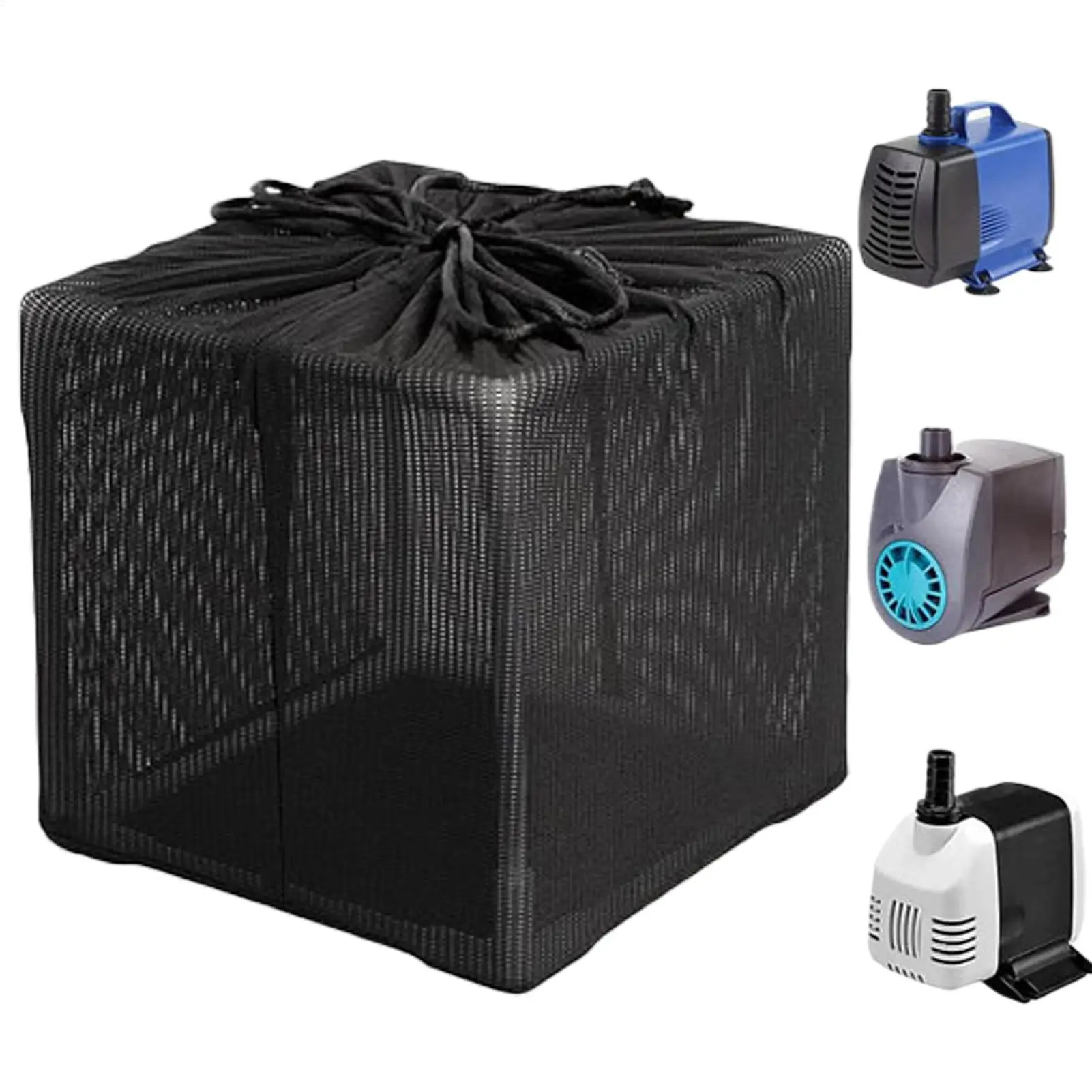 Pond Pump Filter Bag with Drawstring Reusable Mesh Media Filter Bag Pond Biological leaf Rubbish Aquarium Pump Barrier Bag