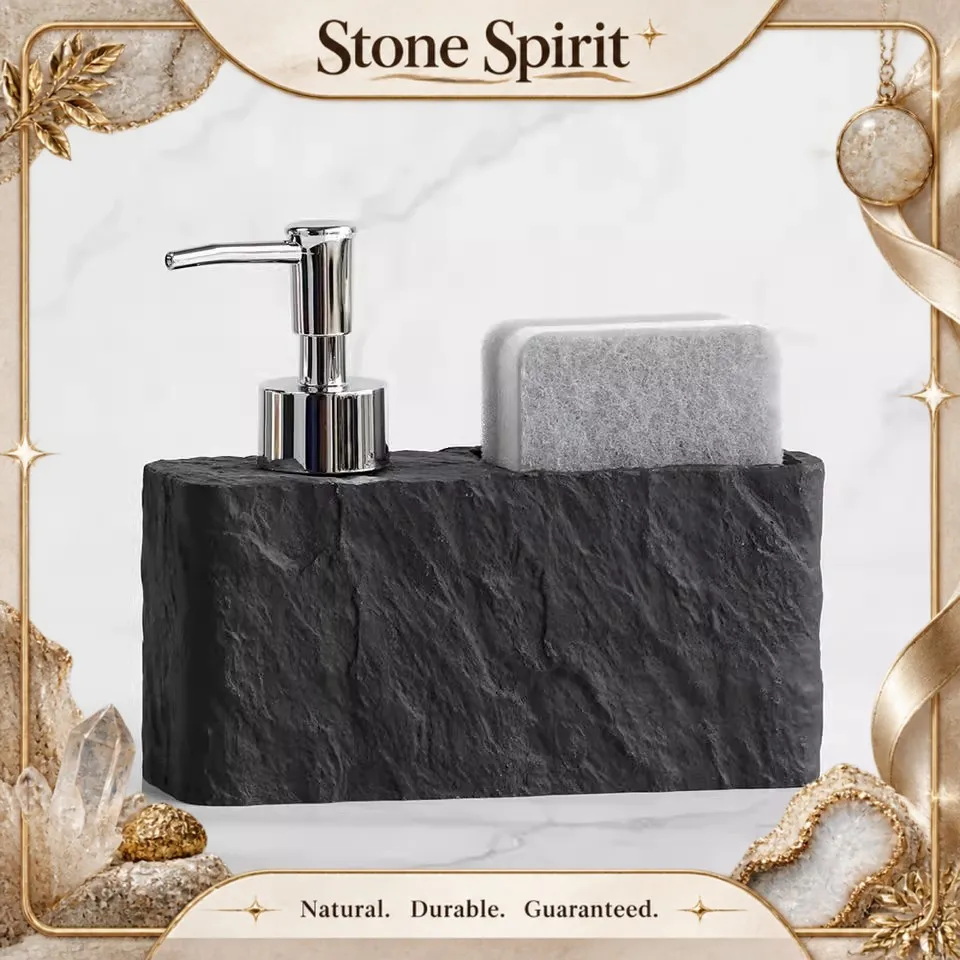 Marble Dishwashing Liquid Decorate The Empty Bottle Household Kitchen Dishwashing Liquid Press The Bottle Sponge Storage Trough