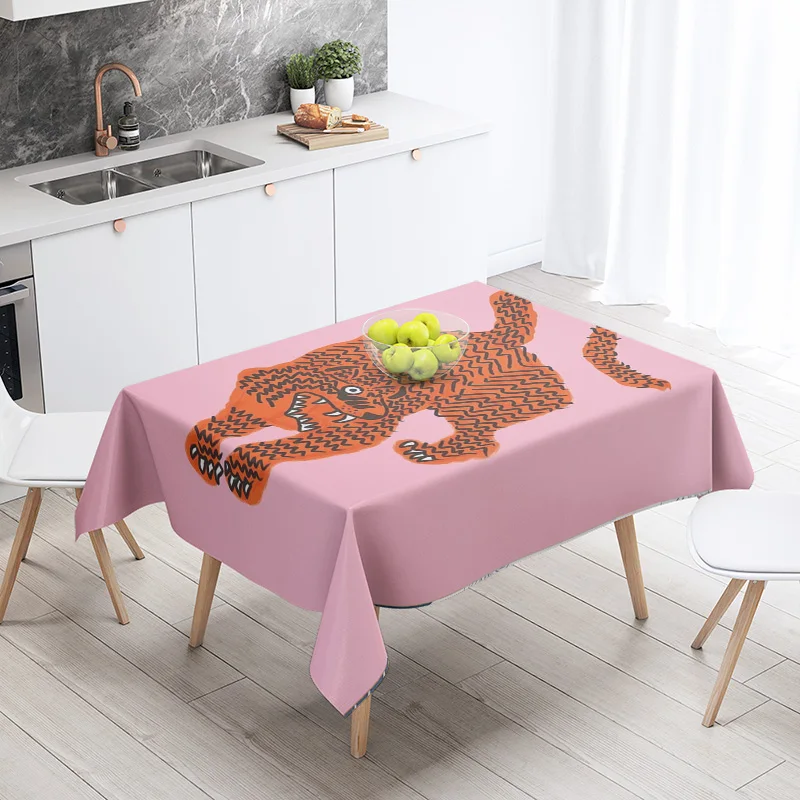 Ins Style Morandi Abstract Geometric Pattern Tablecloth Waterproof and Fade-proof Cafe Nordic Style Decorative Tablecloth